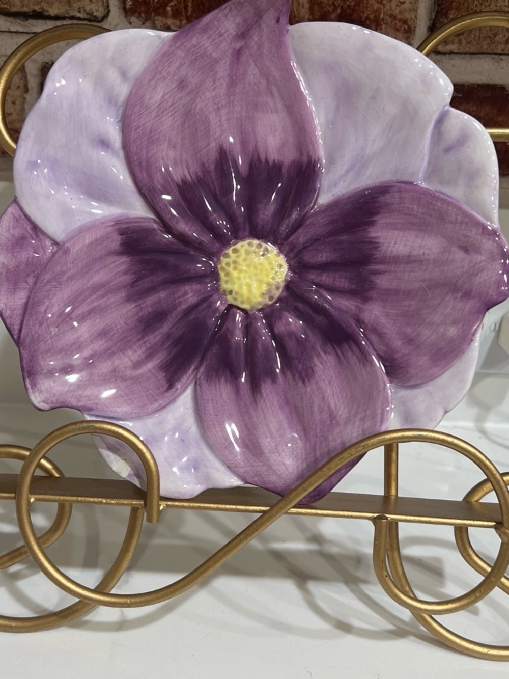 Purple Ceramic Flower Accent Plate by